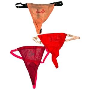 We Are HAH Zodiac Leo Thong Panty Set 3 Pack‎ OS NWT Mesh